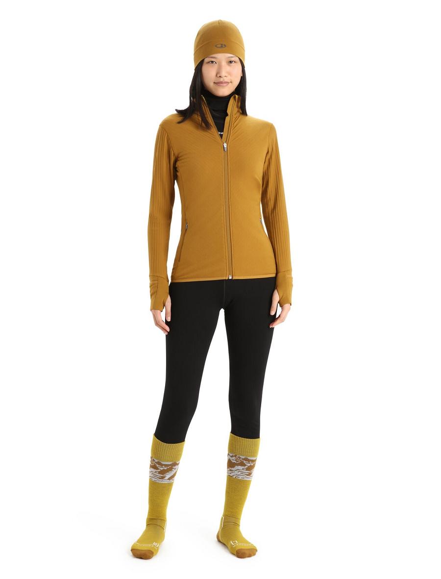 Clove Icebreaker RealFleece™ Merino Descender Long Sleeve Zip Women's Jackets | AU 1647UZGT